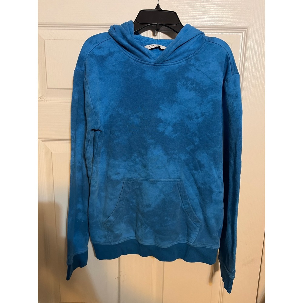 DSG Boys XL Blue Tie Dye Pullover Hoodie Athletic Fleece Sweatshirt Kangaroo Pkt